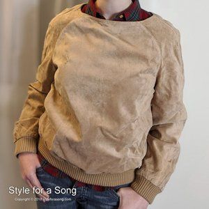 Tan Suede Pullover Sweatshirt Small/Medium